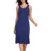Lovasy Full Slip for Women Under Dress Long Wide Straps Slips Sleeveless Tank Tops Dresses Nightgown S-3XL(Navy Blue)