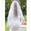 Lovasy Pearl Wedding Bridal Veil 1 Tier Long Veils with Metal Comb– Premium Wedding Accessories for Brides Bachelorette Party(Fingertip Length(100cm/39.37inch))