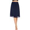 Lovasy Satin Half Slip for Women Under Dress Lace Long Underskirt Anti-Static Skirt Slips for Underdress S-3XL(Navy Blue)