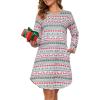 Lovasy Womens Cotton Long Sleeves Nightgowns Christmas Sleepwear V Neck Sleepshirt Nightdress with Pockets S-3XL(Christmas02)