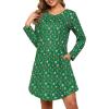 Lovasy Womens Cotton Long Sleeves Nightgowns Christmas Sleepwear V Neck Sleepshirt Nightdress with Pockets S-3XL(Christmas-dark Green)