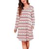 Lovasy Womens Cotton Long Sleeves Nightgowns Christmas Sleepwear V Neck Sleepshirt Nightdress with Pockets S-3XL(Christmas-red02)