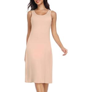 Lovasy Full Slip for Women Under Dress Long Wide Straps Slips Sleeveless Tank Tops Dresses Nightgown S-3XL(Nude)