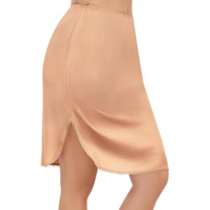 Lovasy Half Slips for Women Underskirt Anti-Static Short Mini Skirt with Floral Lace Trim Slip Dress for Skirt Dresses S-3XL(Deep Champagne)