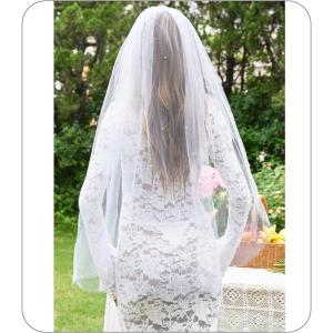 Lovasy Pearl Wedding Bridal Veil 1 Tier Long Veils with Metal Comb– Premium Wedding Accessories for Brides Bachelorette Party(Fingertip Length(100cm/39.37inch))