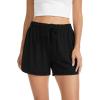 Lovasy Womens Casual Shorts Cotton Soft Pajama Bottom Drawstring High Waist Side Slit Pjs Shorts Sleepwear S-2XL(Black)