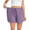 Lovasy Womens Casual Shorts Cotton Soft Pajama Bottom Drawstring High Waist Side Slit Pjs Shorts Sleepwear S-2XL(Dark Purple)