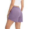Lovasy Womens Casual Shorts Cotton Soft Pajama Bottom Drawstring High Waist Side Slit Pjs Shorts Sleepwear S-2XL(Dark Purple)