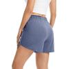 Lovasy Womens Casual Shorts Cotton Soft Pajama Bottom Drawstring High Waist Side Slit Pjs Shorts Sleepwear S-2XL(Navy Blue)