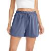 Lovasy Womens Casual Shorts Cotton Soft Pajama Bottom Drawstring High Waist Side Slit Pjs Shorts Sleepwear S-2XL(Navy Blue)