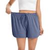 Lovasy Womens Casual Shorts Cotton Soft Pajama Bottom Drawstring High Waist Side Slit Pjs Shorts Sleepwear S-2XL(Navy Blue)