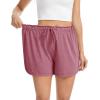 Lovasy Womens Casual Shorts Cotton Soft Pajama Bottom Drawstring High Waist Side Slit Pjs Shorts Sleepwear S-2XL(Wine Red)