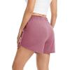 Lovasy Womens Casual Shorts Cotton Soft Pajama Bottom Drawstring High Waist Side Slit Pjs Shorts Sleepwear S-2XL(Wine Red)