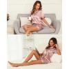 Lovasy Womens Silk Pajamas Set Button Down Satin Sleepwear Short Sleeve Shirt with Shorts 2 Piece Pjs Set Loungewear S-2XL(Deep Pink)