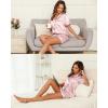 Lovasy Womens Silk Pajamas Set Button Down Satin Sleepwear Short Sleeve Shirt with Shorts 2 Piece Pjs Set Loungewear S-2XL(Light Pink)