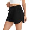 Lovasy Womens Casual Shorts Cotton Soft Pajama Bottom Drawstring High Waist Side Slit Pjs Shorts Sleepwear S-2XL(Black)
