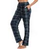 Lovasy Womens Plaid Pajama Pants Casual Drawstring Waist Bottoms Sleepwear Sleep Pants with Pockets S-XXL(Plaid-black and White)