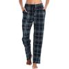 Lovasy Womens Plaid Pajama Pants Casual Drawstring Waist Bottoms Sleepwear Sleep Pants with Pockets S-XXL(Plaid-black and White)