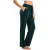 Lovasy Womens Plaid Pajama Pants Casual Drawstring Waist Bottoms Sleepwear Sleep Pants with Pockets S-XXL(Plaid-green1)