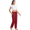 Lovasy Womens Plaid Pajama Pants Casual Drawstring Waist Bottoms Sleepwear Sleep Pants with Pockets S-XXL(Plaid-red1)