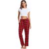 Lovasy Womens Plaid Pajama Pants Casual Drawstring Waist Bottoms Sleepwear Sleep Pants with Pockets S-XXL(Plaid-red1)