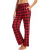 Lovasy Womens Plaid Pajama Pants Casual Drawstring Waist Bottoms Sleepwear Sleep Pants with Pockets S-XXL(Plaid-red1)