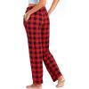 Lovasy Womens Plaid Pajama Pants Casual Drawstring Waist Bottoms Sleepwear Sleep Pants with Pockets S-XXL(Plaid-red1)