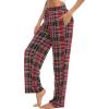 Lovasy Womens Plaid Pajama Pants Casual Drawstring Waist Bottoms Sleepwear Sleep Pants with Pockets S-XXL(Plaid-wine Red)