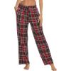 Lovasy Womens Plaid Pajama Pants Casual Drawstring Waist Bottoms Sleepwear Sleep Pants with Pockets S-XXL(Plaid-wine Red)