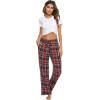 Lovasy Womens Plaid Pajama Pants Casual Drawstring Waist Bottoms Sleepwear Sleep Pants with Pockets S-XXL(Plaid-wine Red)
