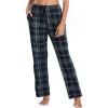 Lovasy Womens Plaid Pajama Pants Casual Drawstring Waist Bottoms Sleepwear Sleep Pants with Pockets S-XXL(Plaid-black and White)