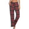 Lovasy Womens Plaid Pajama Pants Casual Drawstring Waist Bottoms Sleepwear Sleep Pants with Pockets S-XXL(Plaid-wine Red)