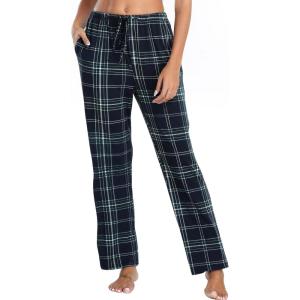 Lovasy Womens Plaid Pajama Pants Casual Drawstring Waist Bottoms Sleepwear Sleep Pants with Pockets S-XXL(Plaid-black and White)