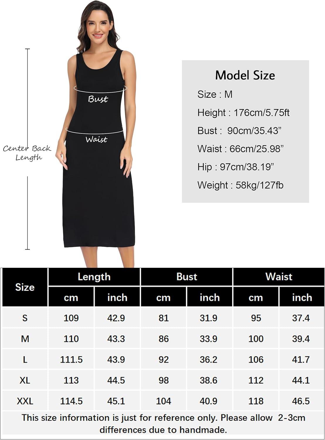 imageLovasy Womens Full Slip Tank Top Dress Wide Straps Long Slips Underdress Soft Sleeveless Nightgown S3XLBlack