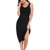 Lovasy Womens Full Slip Tank Top Dress Wide Straps Long Slips Underdress Soft Sleeveless Nightgown S-3XL(Black)