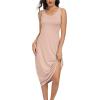 Lovasy Womens Full Slip Tank Top Dress Wide Straps Long Slips Underdress Soft Sleeveless Nightgown S-3XL(Camel)