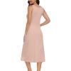 Lovasy Womens Full Slip Tank Top Dress Wide Straps Long Slips Underdress Soft Sleeveless Nightgown S-3XL(Camel)
