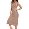 Lovasy Womens Full Slip Tank Top Dress Wide Straps Long Slips Underdress Soft Sleeveless Nightgown S-3XL(Coffee)