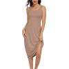 Lovasy Womens Full Slip Tank Top Dress Wide Straps Long Slips Underdress Soft Sleeveless Nightgown S-3XL(Coffee)
