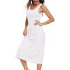 Lovasy Womens Full Slip Tank Top Dress Wide Straps Long Slips Underdress Soft Sleeveless Nightgown S-3XL(White)