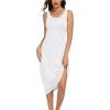 Lovasy Womens Full Slip Tank Top Dress Wide Straps Long Slips Underdress Soft Sleeveless Nightgown S-3XL(White)