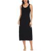 Lovasy Womens Full Slip Tank Top Dress Wide Straps Long Slips Underdress Soft Sleeveless Nightgown S-3XL(Black)