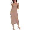 Lovasy Womens Full Slip Tank Top Dress Wide Straps Long Slips Underdress Soft Sleeveless Nightgown S-3XL(Coffee)