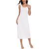 Lovasy Womens Full Slip Tank Top Dress Wide Straps Long Slips Underdress Soft Sleeveless Nightgown S-3XL(White)