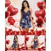 Lovasy Women Lingerie Sexy Nightwear Satin Nightgown Lace Babydoll Chemise Night Dress with Thong Sleepwear S-2XL(Navy Blue-flower)
