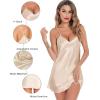 Lovasy Women’s 2 Pack Silk Nightgown Sexy Lingerie Satin Sleepwear Negligee V Neck Chemise Nightwear Mini Slip Dress S-XXL(Black & Champagne)