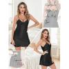 Lovasy Women’s 2 Pack Silk Nightgown Sexy Lingerie Satin Sleepwear Negligee V Neck Chemise Nightwear Mini Slip Dress S-XXL(Black & White)