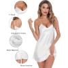 Lovasy Women’s 2 Pack Silk Nightgown Sexy Lingerie Satin Sleepwear Negligee V Neck Chemise Nightwear Mini Slip Dress S-XXL(Champagne & White)