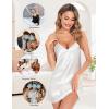 Lovasy Women’s 2 Pack Silk Nightgown Sexy Lingerie Satin Sleepwear Negligee V Neck Chemise Nightwear Mini Slip Dress S-XXL(Champagne & White)