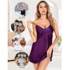 Lovasy Women’s 2 Pack Silk Nightgown Sexy Lingerie Satin Sleepwear Negligee V Neck Chemise Nightwear Mini Slip Dress S-XXL(Dark Purple & Champagne)